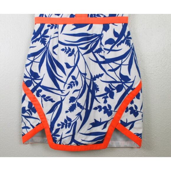 Missguided Dress Mini US Size 2 Deep V Lined Resort Summer Body Con White Blue - Picture 4 of 10